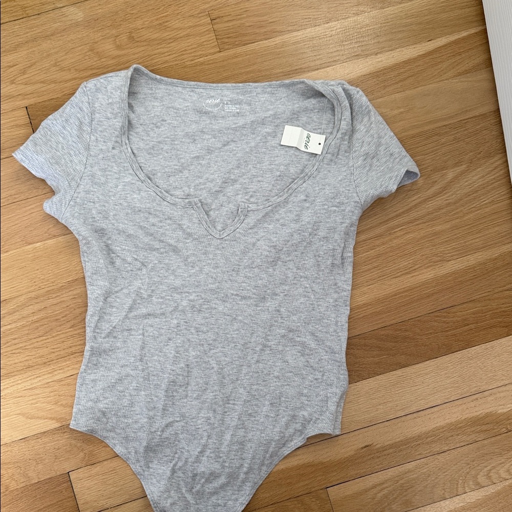 Aerie Heather Gray V-Neck Bodysuit